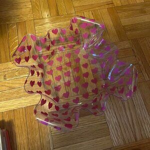 Clear Plastic Pink Hearts Bowl